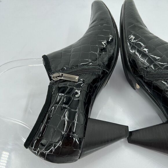 Aquatallia Women's Ankle Pump Pointy  Toe Size 8.5 Waterproof Black Croc Leather - Picture 6 of 12